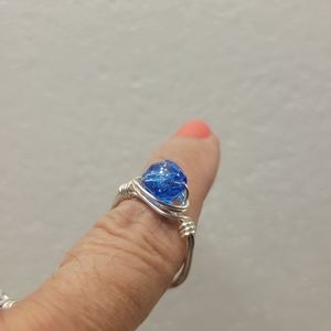 Silver and Blue Sapphire Sparkle Ring